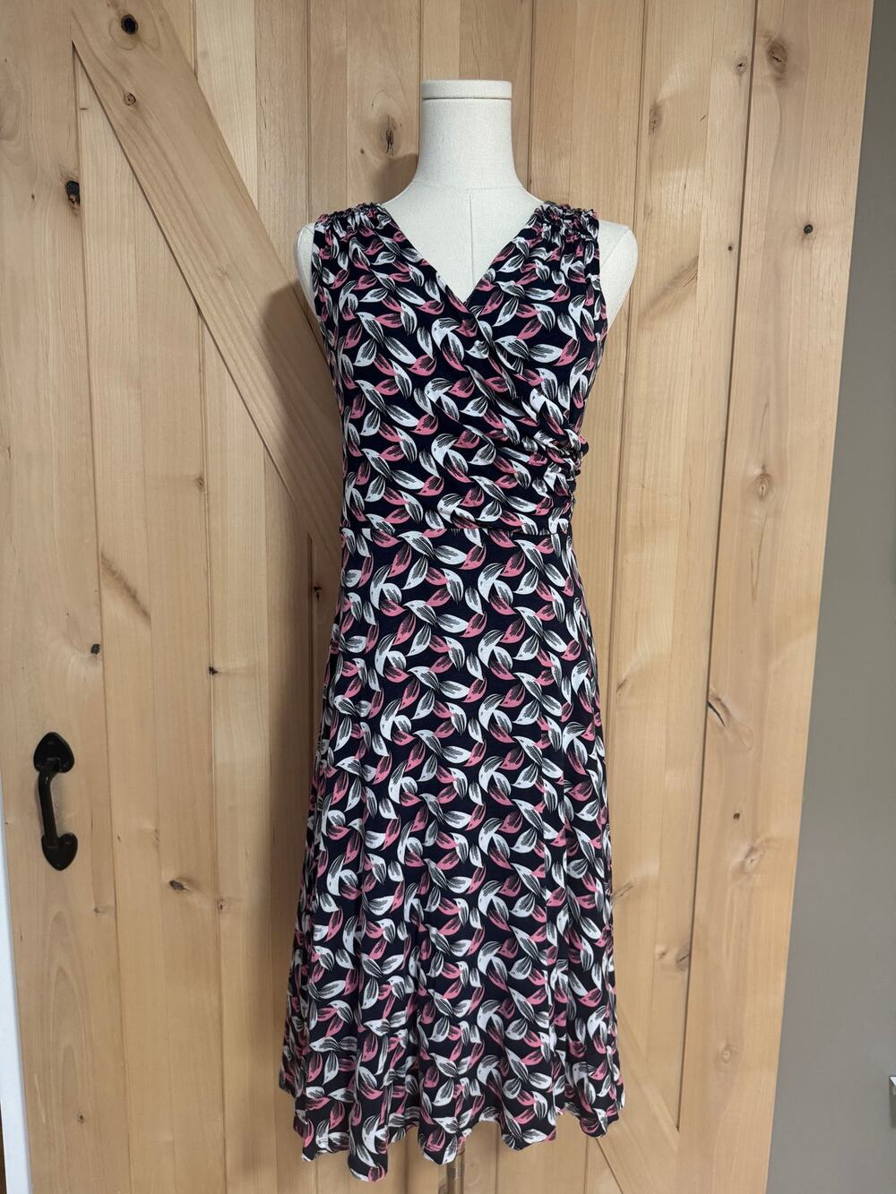 Boden | Maria Navy with Pink White Bird Print Jersey Tank Dress | Size 10
